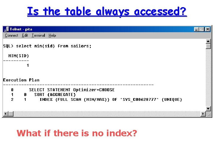 Is the table always accessed? What if there is no index? 
