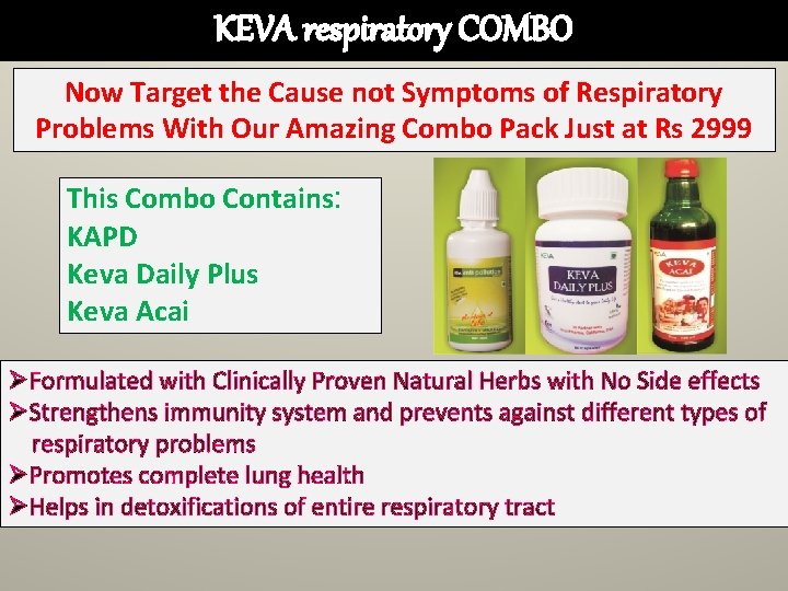 KEVA respiratory COMBO Now Target the Cause not Symptoms of Respiratory Problems With Our