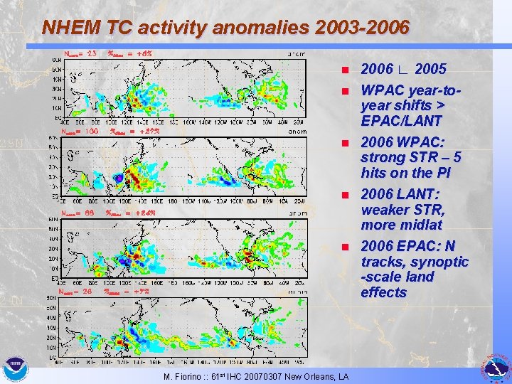 NHEM TC activity anomalies 2003 -2006 n n n M. Fiorino : : 61