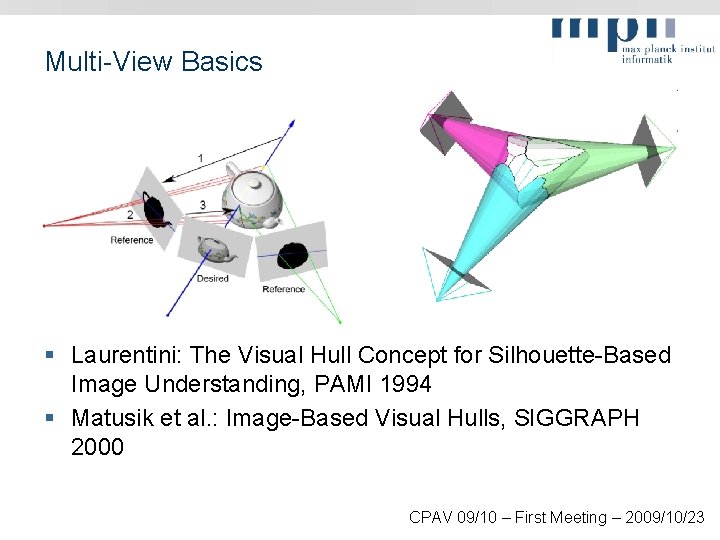 Multi-View Basics § Laurentini: The Visual Hull Concept for Silhouette-Based Image Understanding, PAMI 1994