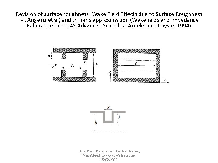 Revision of surface roughness (Wake Field Effects due to Surface Roughness M. Angelici et