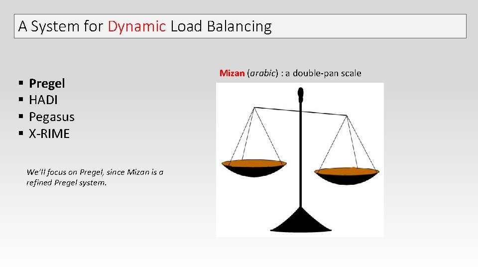 A System for Dynamic Load Balancing § § Pregel HADI Pegasus X-RIME We’ll focus A System for Dynamic Load Balancing § § Pregel HADI Pegasus X-RIME We’ll focus