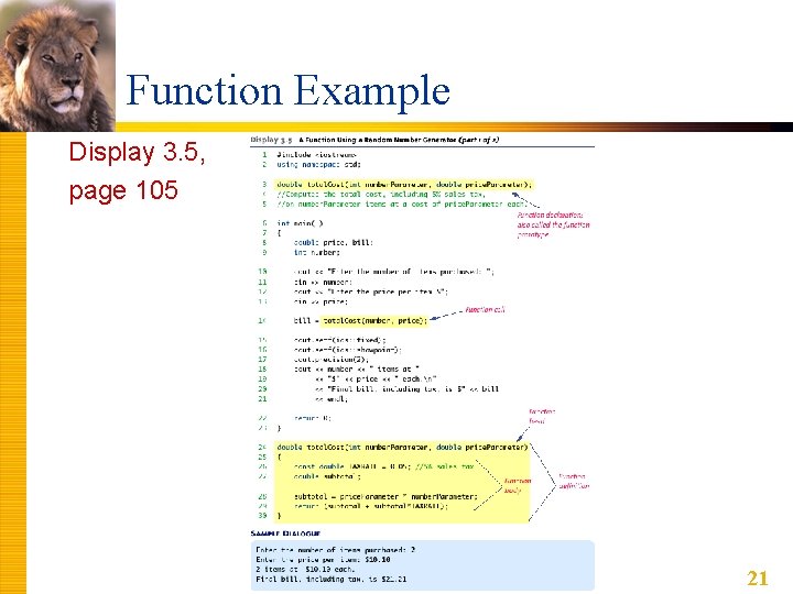 Function Example Display 3. 5, page 105 21 