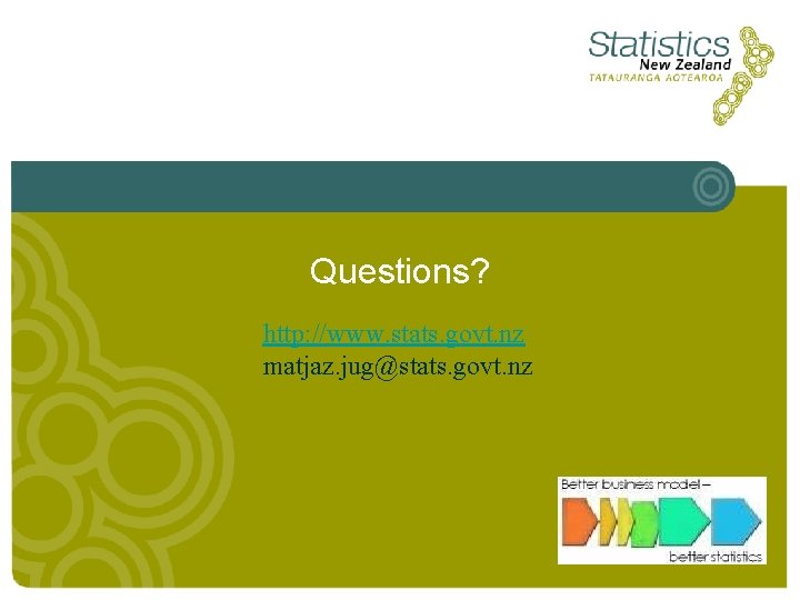 Questions? http: //www. stats. govt. nz matjaz. jug@stats. govt. nz 