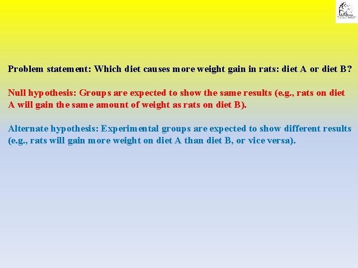 Problem statement: Which diet causes more weight gain in rats: diet A or diet