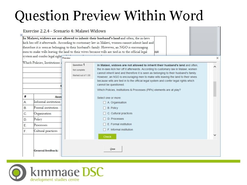 Question Preview Within Word 