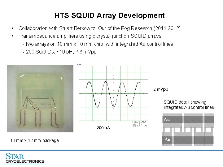 HTS SQUID Array Development • Collaboration with Stuart Berkowitz, Out of the Fog Research
