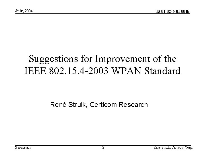 July, 2004 15 -04 -0245 -01 -004 b Suggestions for Improvement of the IEEE