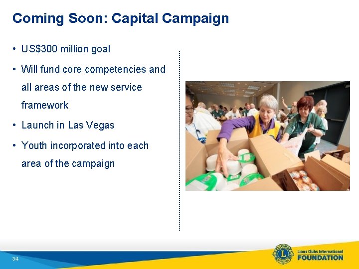 Coming Soon: Capital Campaign • US$300 million goal • Will fund core competencies and