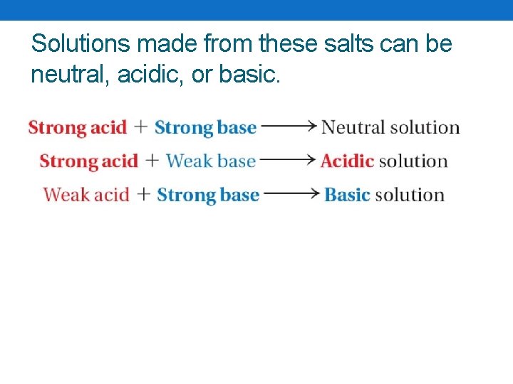 Solutions made from these salts can be neutral, acidic, or basic. 