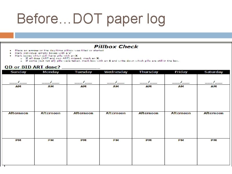 Before…DOT paper log 