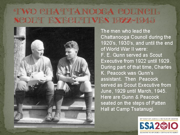 Two chattanooga council scout executives 1922 -1945 The men who lead the Chattanooga Council