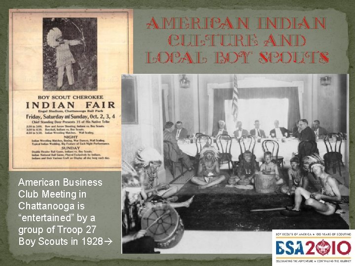 American Indian culture and local Boy scouts American Business Club Meeting in Chattanooga is