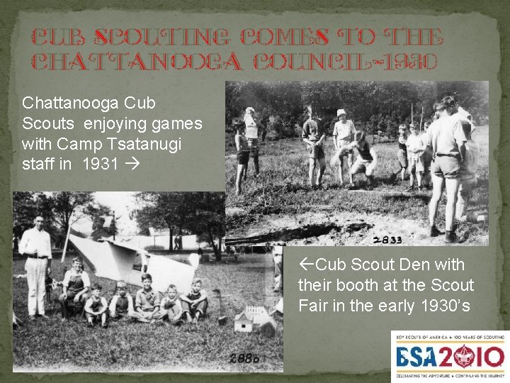 Cub scouting comes to the Chattanooga council-1930 Chattanooga Cub Scouts enjoying games with Camp