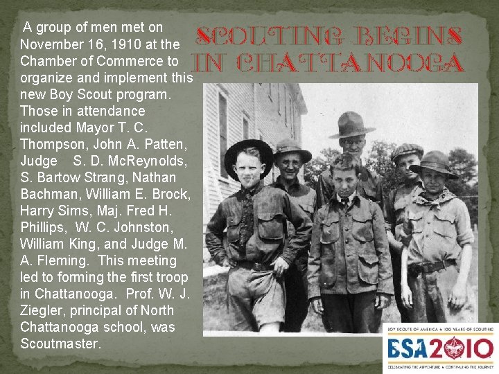 A group of men met on November 16, 1910 at the Chamber of Commerce