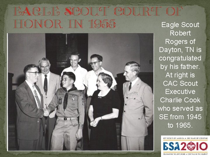 Eagle Scout Court of Eagle Scout Honor in 1955 Robert Rogers of Dayton, TN