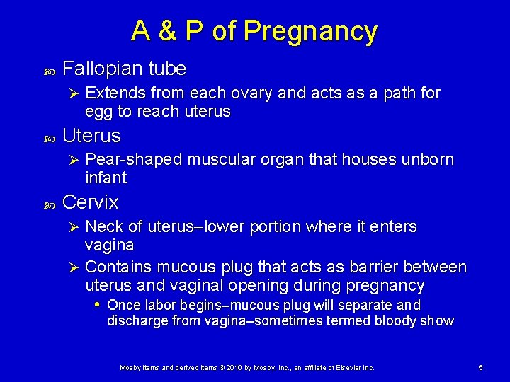 A & P of Pregnancy Fallopian tube Ø Uterus Ø Extends from each ovary A & P of Pregnancy Fallopian tube Ø Uterus Ø Extends from each ovary