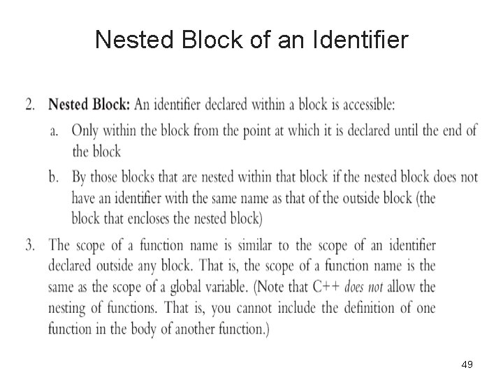 Nested Block of an Identifier 49 