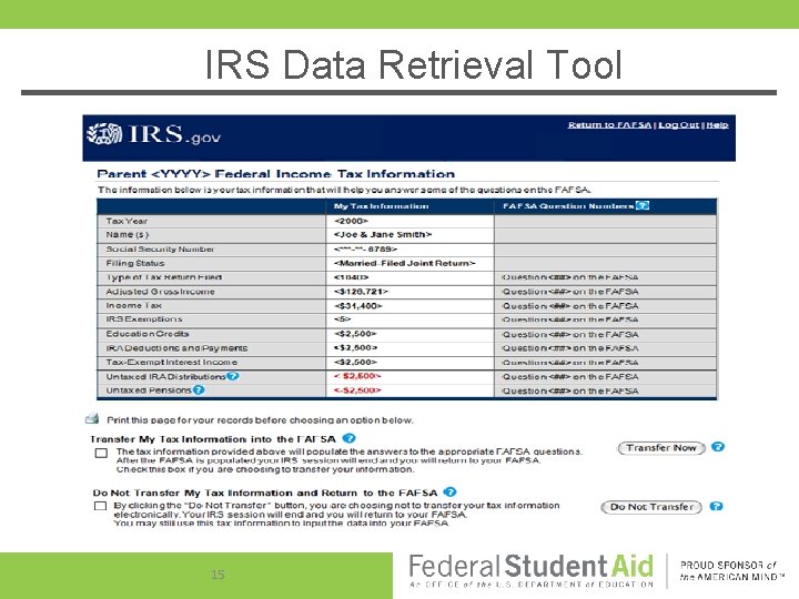 IRS Data Retrieval Tool 15 