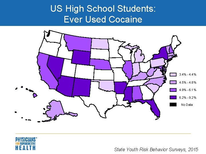 US High School Students: Ever Used Cocaine 3. 4% - 4. 4% 4. 5%