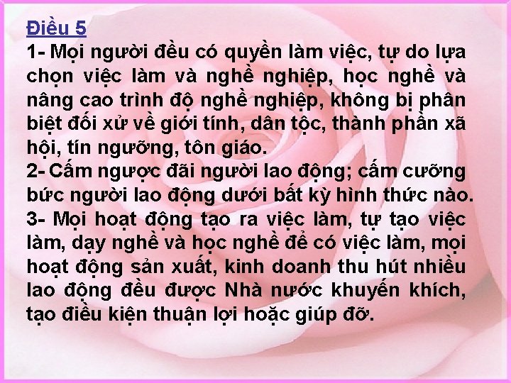 Điều 5 1 - Mọi người đều có quyền làm việc, tự do lựa