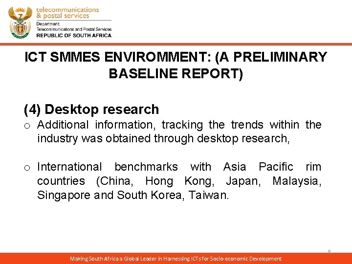 ICT SMMES ENVIROMMENT: (A PRELIMINARY BASELINE REPORT) (4) Desktop research o Additional information, tracking