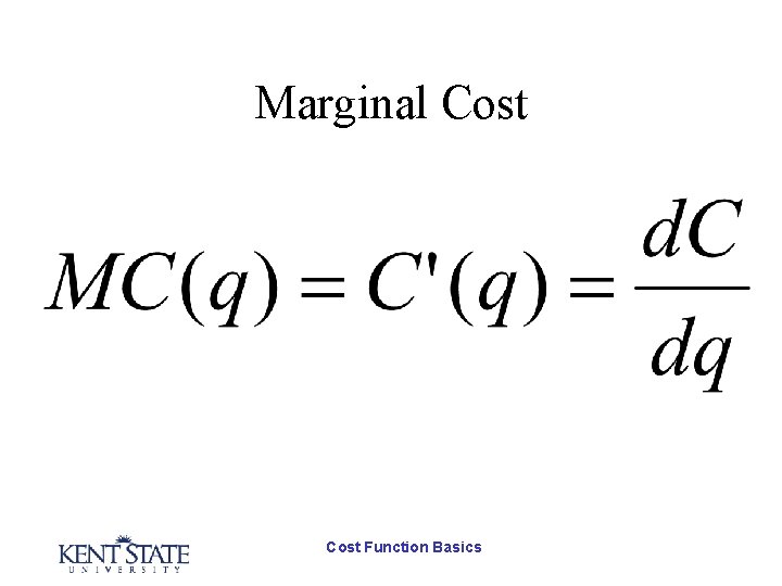 Marginal Cost Function Basics 