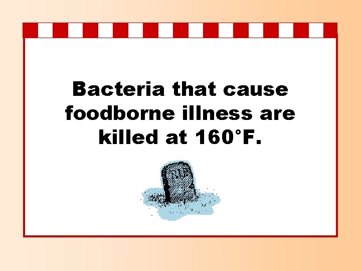 Bacteria that cause foodborne illness are killed at 160°F. 