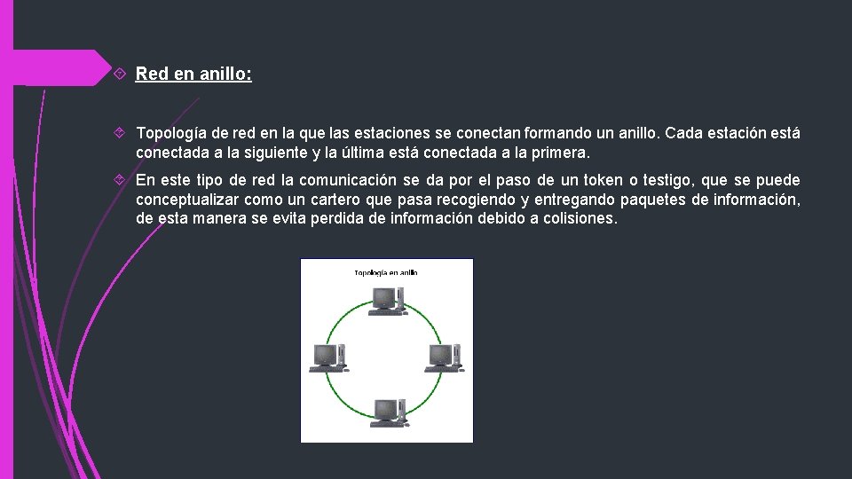  Red en anillo: Topología de red en la que las estaciones se conectan