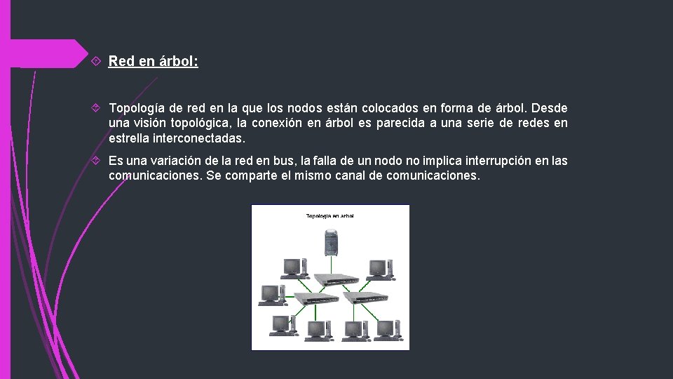  Red en árbol: Topología de red en la que los nodos están colocados