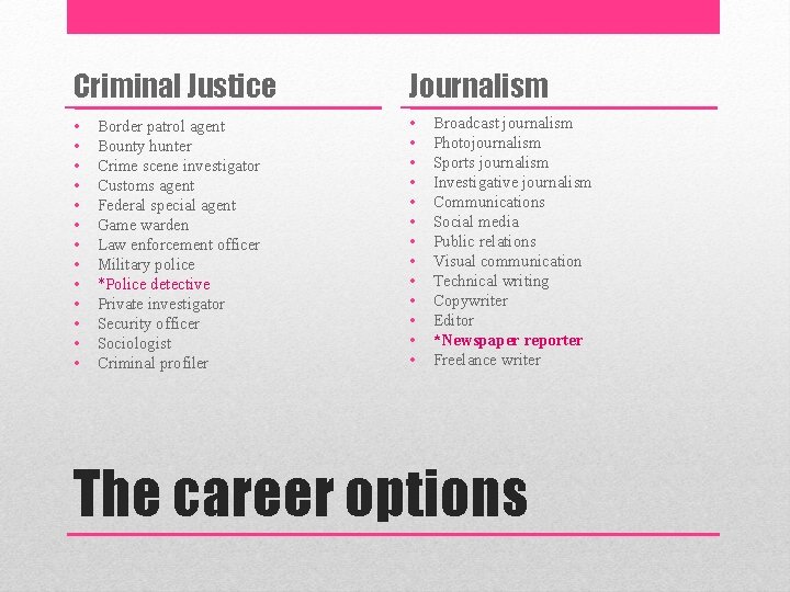 Criminal Justice Journalism • • • • • • • Border patrol agent Bounty