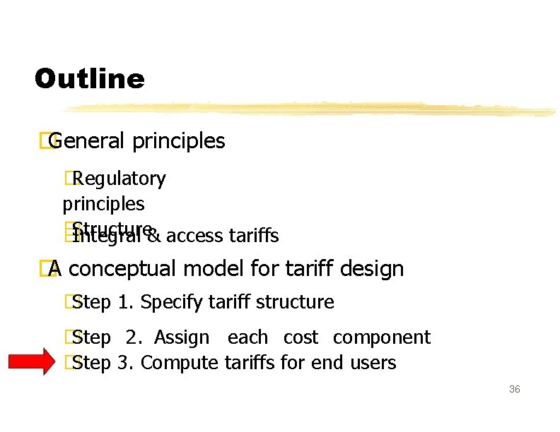 Outline �General principles � Regulatory principles � Structure � Integral & access tariffs �A