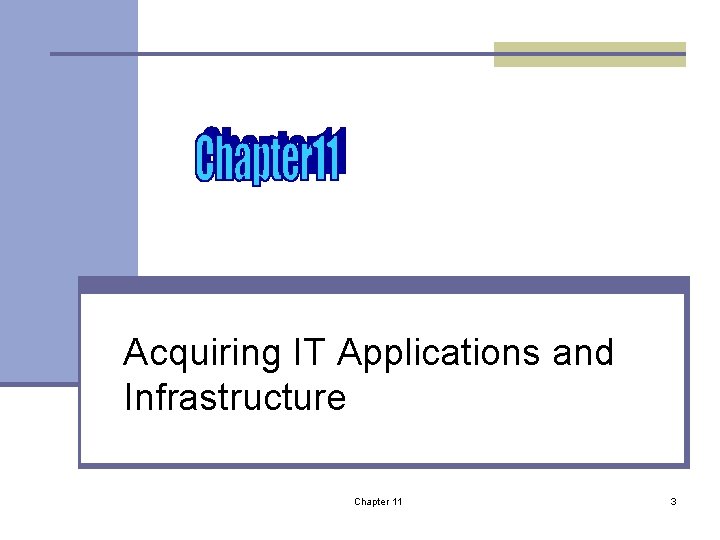 Acquiring IT Applications and Infrastructure Chapter 11 3 