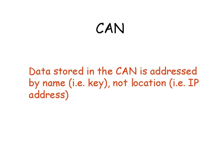 CAN Data stored in the CAN is addressed by name (i. e. key), not