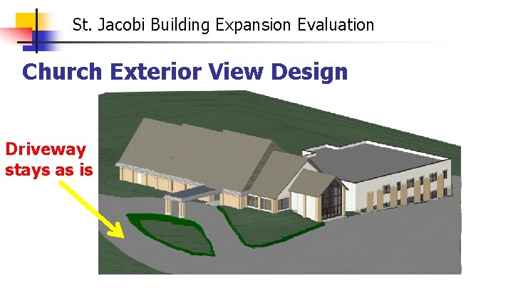 St. Jacobi Building Expansion Evaluation Church Exterior View Design Driveway stays as is 