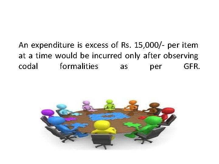 An expenditure is excess of Rs. 15, 000/- per item at a time would