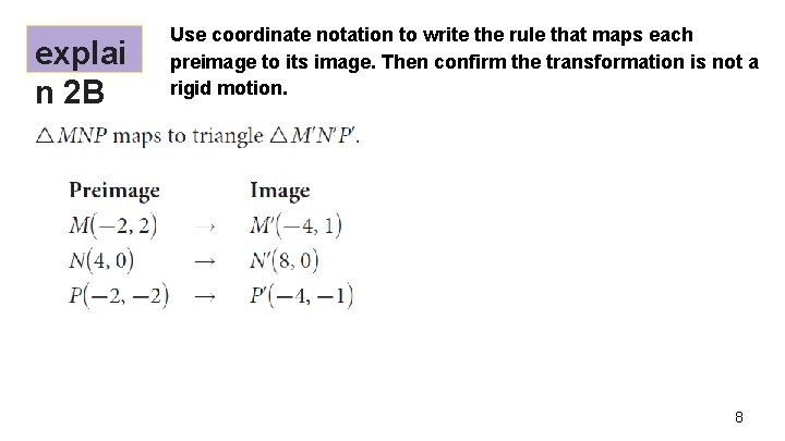 explai n 2 B Use coordinate notation to write the rule that maps each