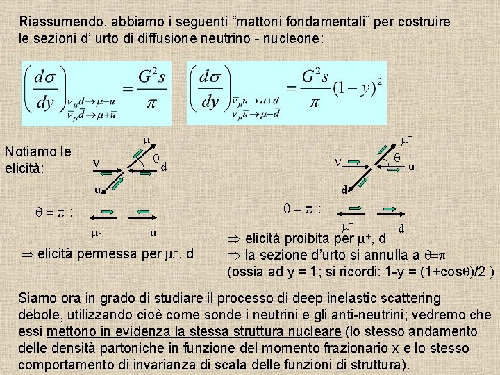 Riassumendo, abbiamo i seguenti “mattoni fondamentali” per costruire le sezioni d’ urto di diffusione