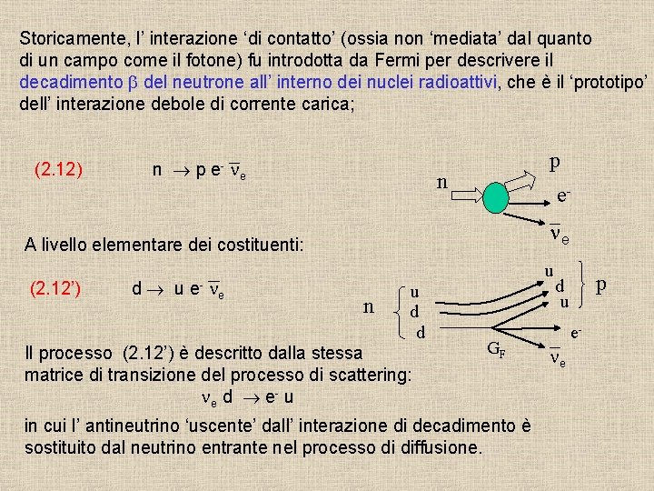 Storicamente, l’ interazione ‘di contatto’ (ossia non ‘mediata’ dal quanto di un campo come