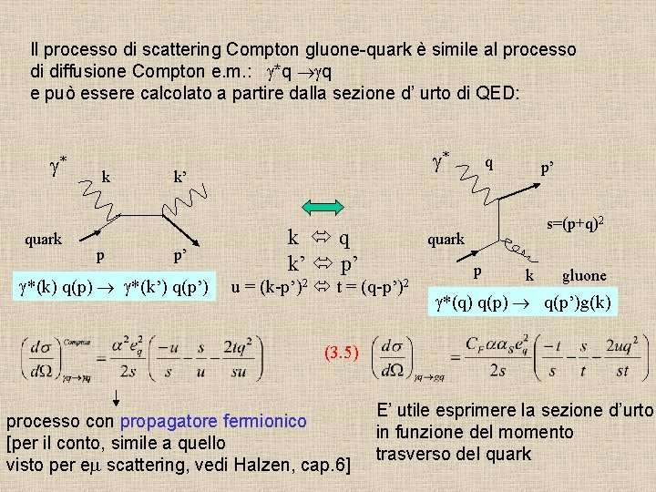 Il processo di scattering Compton gluone-quark è simile al processo di diffusione Compton e.