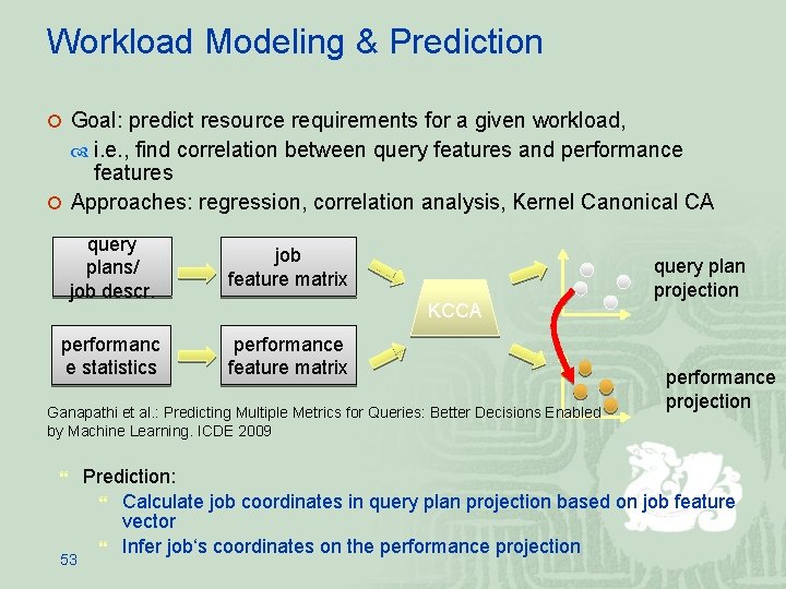 Workload Modeling & Prediction ¡ Goal: predict resource requirements for a given workload, i.