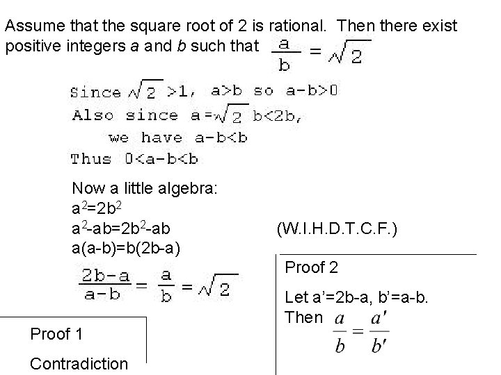 Assume that the square root of 2 is rational. Then there exist positive integers