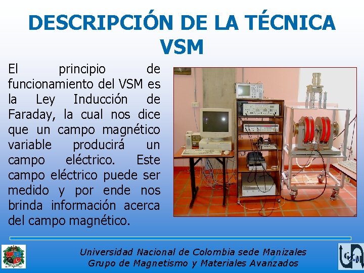 DESCRIPCIÓN DE LA TÉCNICA VSM El principio de funcionamiento del VSM es la Ley