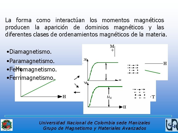 La forma como interactúan los momentos magnéticos producen la aparición de dominios magnéticos y