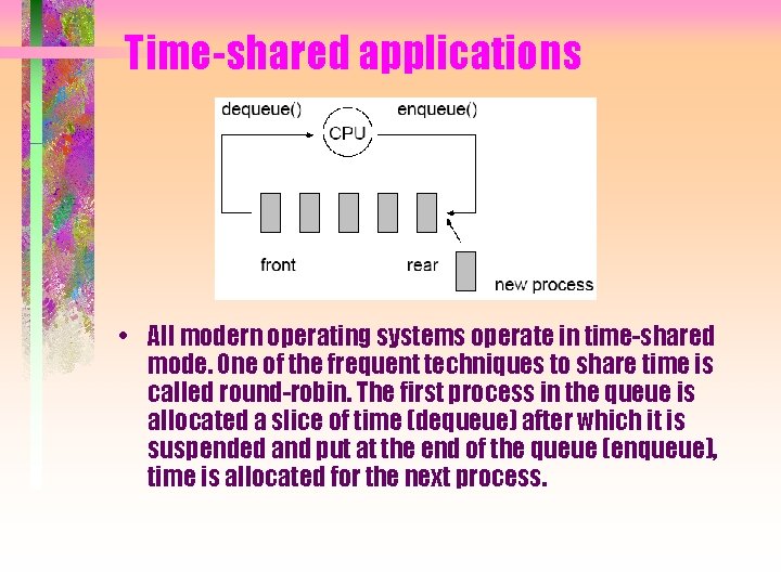 Time-shared applications • All modern operating systems operate in time-shared mode. One of the