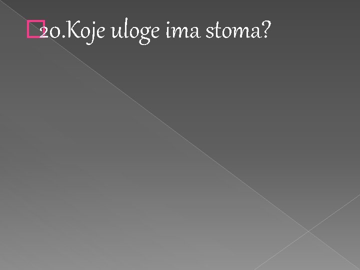 � 20. Koje uloge ima stoma? 