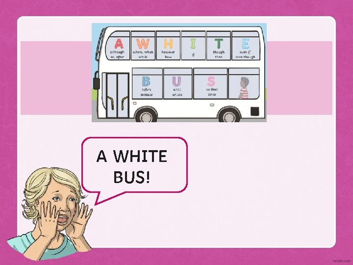 A WHITE BUS! 