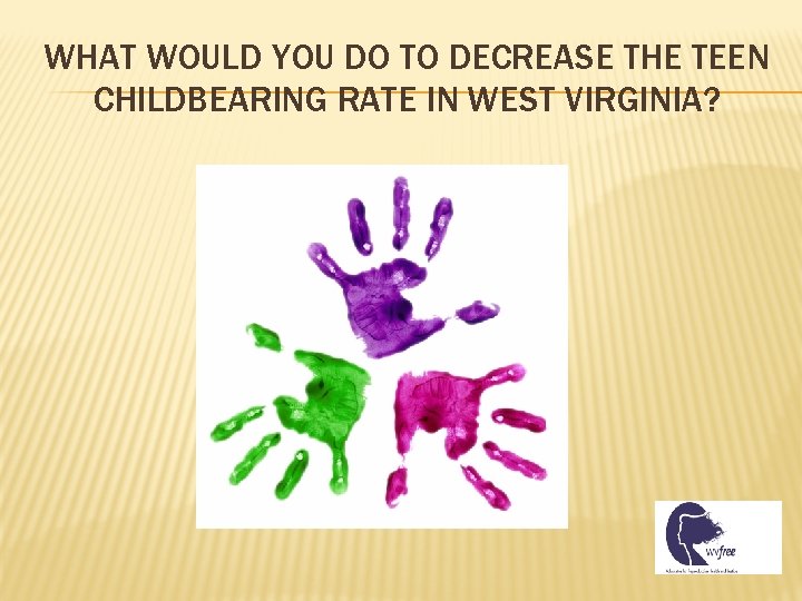 WHAT WOULD YOU DO TO DECREASE THE TEEN CHILDBEARING RATE IN WEST VIRGINIA? 