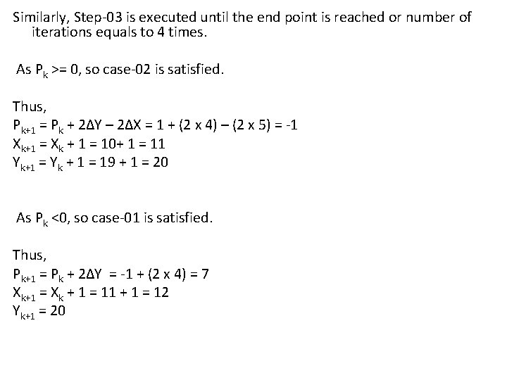 Similarly, Step-03 is executed until the end point is reached or number of iterations