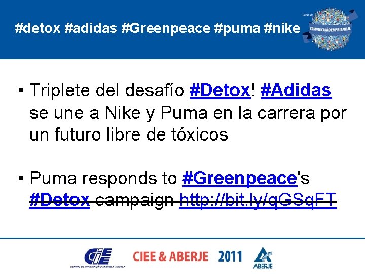 #detox #adidas #Greenpeace #puma #nike • Triplete del desafío #Detox! #Adidas se une a